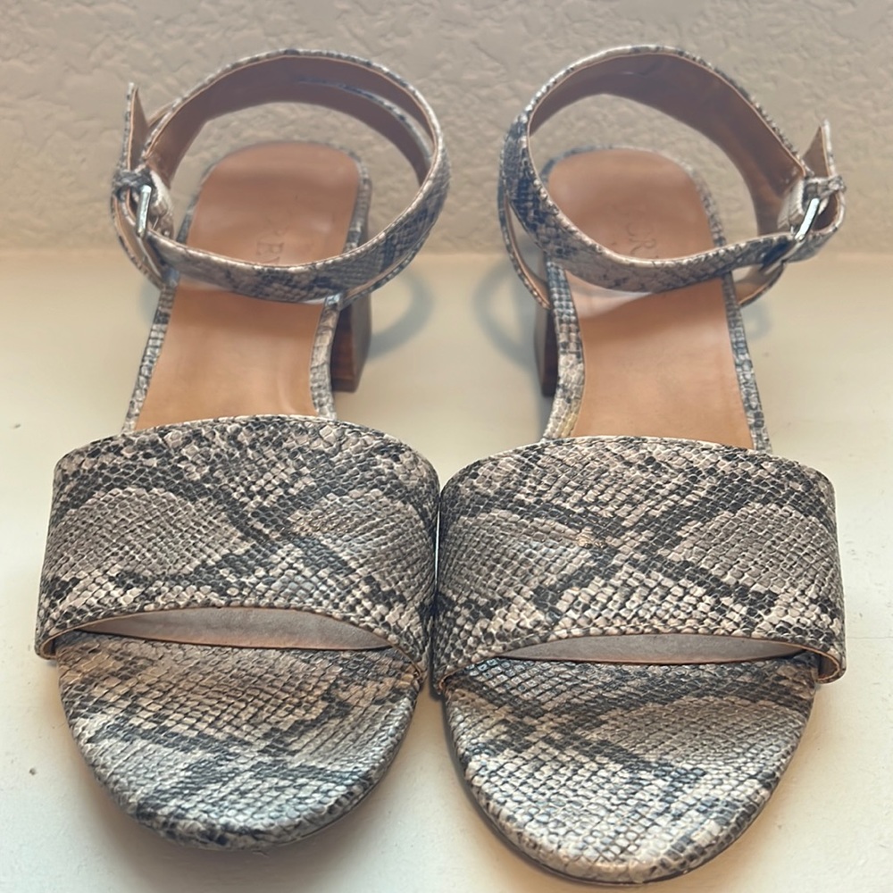 Snakeskin ankle wrap sandal